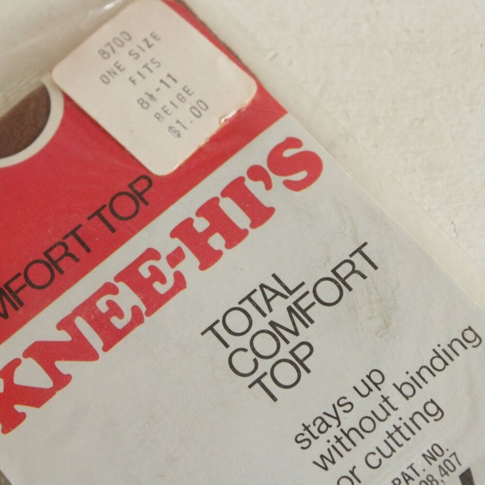 Vintage 1980s 1990s Knee High Stockings, New NOS Comfort Top Beige, Average Size - Picture 4 of 10